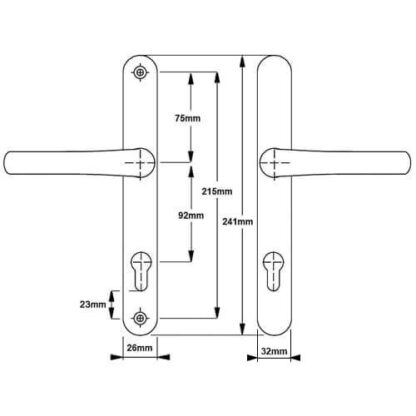 Hoppe Tokyo Lever Lever UPVC Multipoint Door Handles -  92mm PZ Sprung 215mm Screw Centres - Image 4