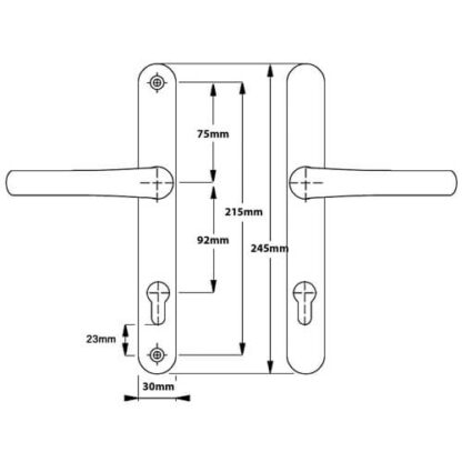 Hoppe Birmingham Sprung Lever Lever UPVC Multipoint Door Handles -  92mm PZ 215mm Screw Centres - Image 6