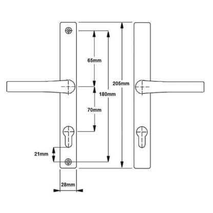 Hoppe London Lever Lever UPVC Multipoint Door Handles -  70mm PZ Unsprung 180mm Screw Centres - Image 5
