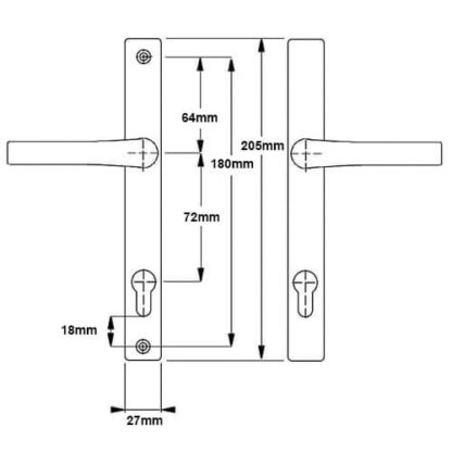 Hoppe London Lever Lever UPVC Multipoint Door Handles -  72mm PZ Unsprung 180mm Screw Centres - Image 4