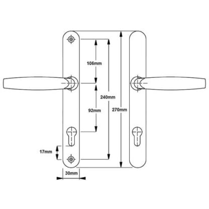 Hoppe London Lever Lever UPVC Multipoint Door Handles -  92mm PZ Sprung 240mm Screw Centres - Image 5