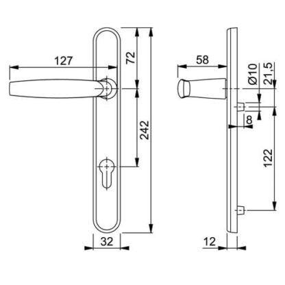 Hoppe Atlanta Lever Moveable Pad UPVC Multipoint Door Handles - 92mm PZ Sprung 122mm Screw Centres - Image 4