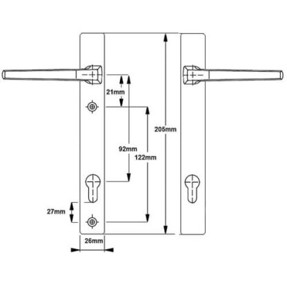 Hoppe London Lever Lever UPVC Multipoint Door Handles -  92mm PZ Unsprung 122mm Screw Centres - Image 4
