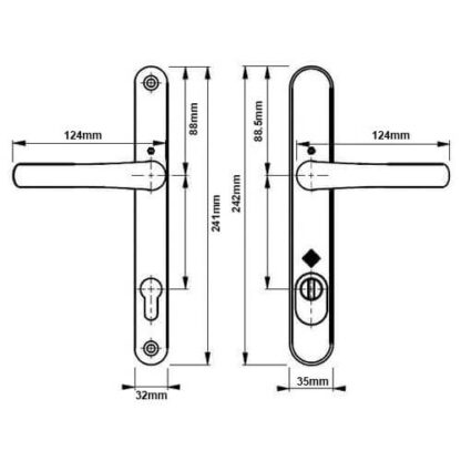 Hoppe Tokyo PAS24 Lever Lever UPVC Multipoint Door Handles -  92mm PZ Sprung 215mm Screw Centres - Image 4