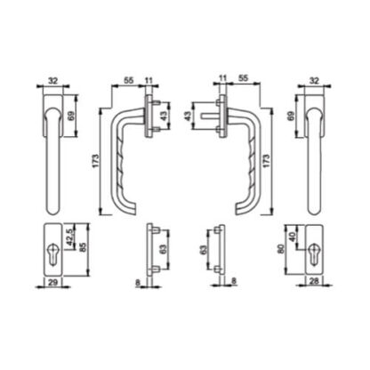 Hoppe Paris Handle Set for Patio Doors with Escutcheons - Image 4