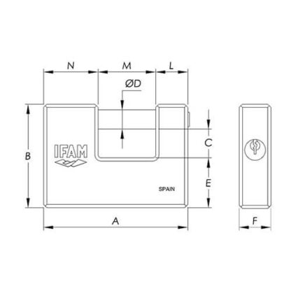 Ifam U Series Brass Shutter Padlock - Image 4