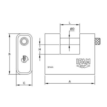 Ifam CEN Rated Armoured Shutter 60mm Padlock - Image 3