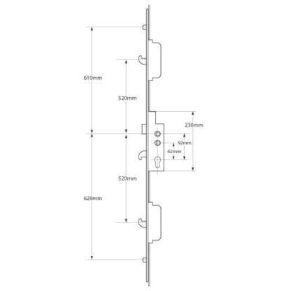 Ingenious Latch 3 Hook 2 Roller Double Spindle Multipoint Door Lock (top hook to spindle = 710mm) - Image 8