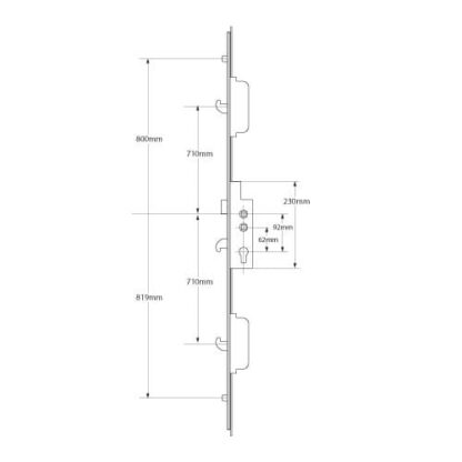 Ingenious Latch 3 Hook 2 Roller Double Spindle Multipoint Door Lock (top hook to spindle = 710mm) - Image 2