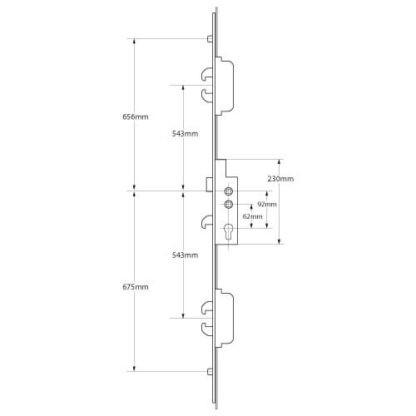 Ingenious Duplex Latch 5 Hook 2 Roller Double Spindle Multipoint Door Lock (top hook to spindle = 733mm) - Image 2