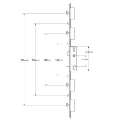 KFV Latch Deadbolt 4 Hooks 4 Rollers Key Wind Operated Multipoint Door Lock (Old Coldseal Version) - Image 2