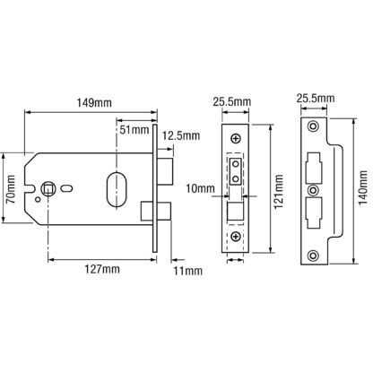 Union L2041 Oval Horizontal Mortice Sashlock - Image 2