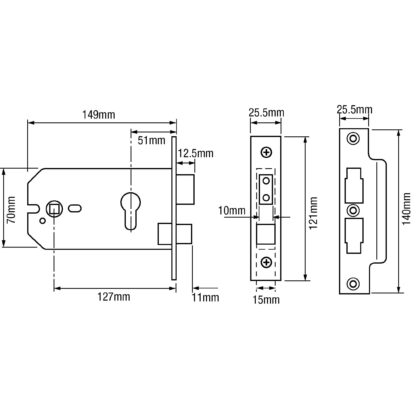 Union L2049 Horizontal Euro Mortice Sashlock - Image 2