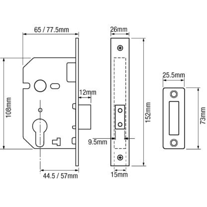Union L2149 Upright Euro Mortice Deadlock - Image 2