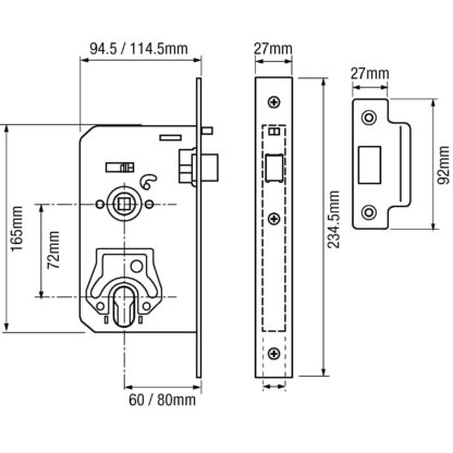 Union L2370 2D2 Dual Profile Mortice Nightlatch - Image 2
