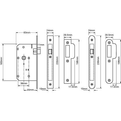 Union 2C23 Upright Mortice Latch - Image 2