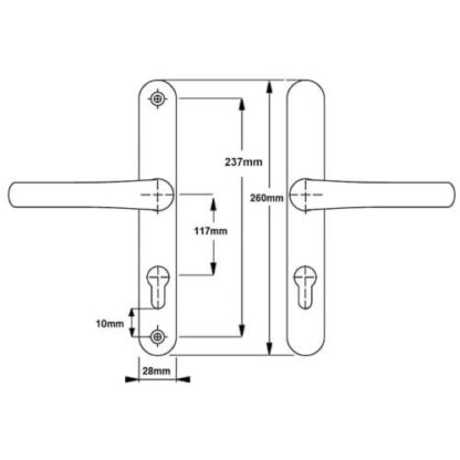 Millenco Lever Lever UPVC Multipoint Door Handles -  117mm PZ Sprung 237mm Screw Centres - Image 3