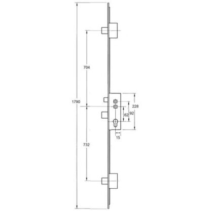 Lockmaster Latch 3 Deadbolts Lift Lever or Double Spindle Multipoint Door Lock - Option 2 (top deadbolt to spindle = 704mm) - Image 2