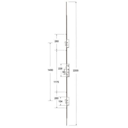 Lockmaster Latch Deadbolt 2 Hooks 2 Anti Lift Pins 4 Rollers Lift Lever or Double Spindle Multipoint Door Lock - Option 2 (top hook to spindle = 621mm) - Image 2