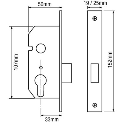 Willenhall M4 Upright Euro 2" Mortice Deadlock - Image 7
