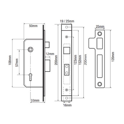 Willenhall M5 Non British Standard 5 Lever 2" Straight 19mm Extended Forend Mortice Sashlock - Image 2