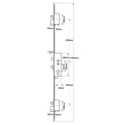Millenco Mantis 2 Latch 3 Hooks 2 Deadbolts Double Spindle Multipoint Door Lock - Option 2 - 20mm Faceplate - Image 2