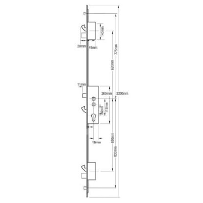 Millenco Mantis 1 Latch 3 Hooks 2 Deadbolts 2 Rollers Double Spindle Multipoint Door Lock - Image 2