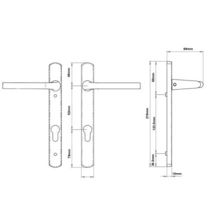 Straight Lever Lever UPVC Multipoint Door Handles -  92mm PZ Unsprung 122mm Screw Centres - Image 2