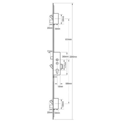 Millenco Mantis 1 Latch 3 Hooks 2 Deadbolts Double Spindle Multipoint Door Lock - Image 2