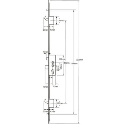 Roto MVD500 Latch Deadbolt 2 Mushrooms 2 Hooks Double Spindle Multipoint Door Lock - Image 2