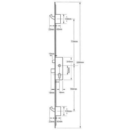 Roto H650 Latch Deadbolt 2 Hooks Option 2 Lift Lever Single Spindle Multipoint Door Lock - Image 2