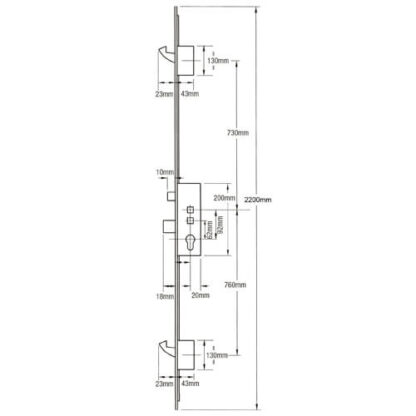 Roto H600 Latch Deadbolt 2 Hooks Option 2 Lift Lever Double Spindle Multipoint Door Lock - Image 2