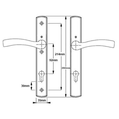 Winkhaus Palladio Lever Lever UPVC Multipoint Door Handles -  92mm PZ Unsprung 215mm Screw Centres - Image 4