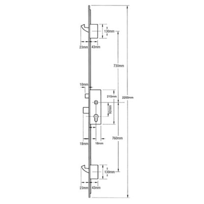 Roto C600 Latch Deadbolt 2 Hooks Key Wind Multipoint Door Lock - Image 2