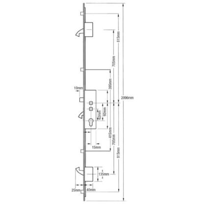 Safeware Latch 3 Hooks 4 Rollers Double Spindle Multipoint Door Lock - Image 2