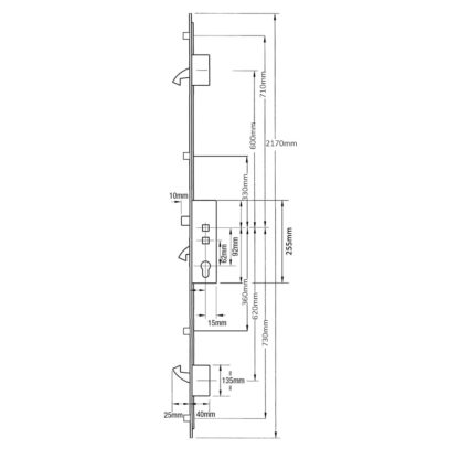 Safeware Latch 3 Hooks 4 Rollers Double Spindle Multipoint Door Lock - Image 10