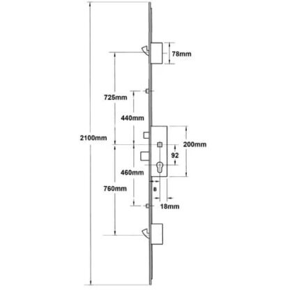 Schuring Latch Swing Deadbolt 2 Hooks 2 Rollers Lift Lever Multipoint Door Lock - Image 2