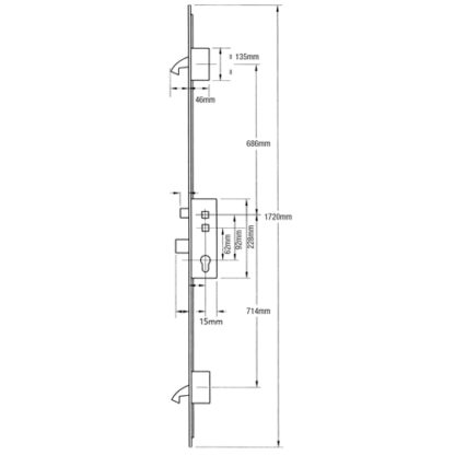 Fullex Crimebeater Latch Deadbolt 2 Hooks Double Spindle Multipoint Door Lock - 20mm Faceplate - Image 2