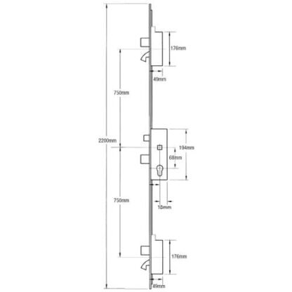 Fullex SL16 2PLUS2 Latch 3 Deadbolts 2 Hooks Split Spindle Multipoint Door Lock - Image 2