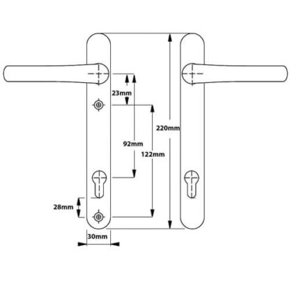 Hoppe Tokyo Lever Lever UPVC Multipoint Door Handles -  92mm PZ Unsprung 122mm Screw Centres - Image 4