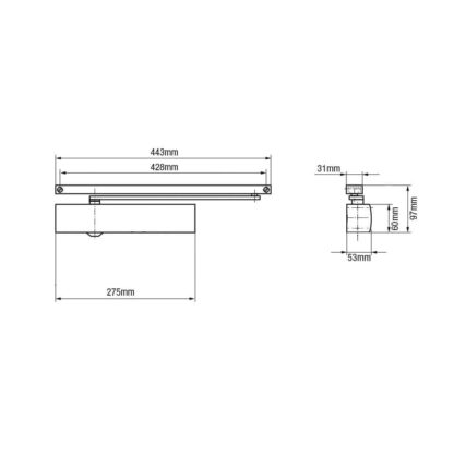 Dorma TS93 Size 2-5 Overhead Cam Action Slide Arm Door Closer - Image 2