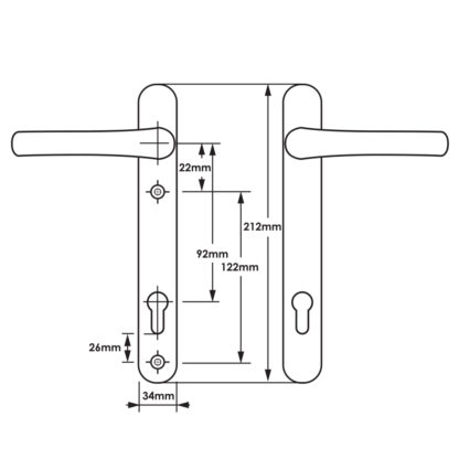 TSS Lever Lever UPVC Multipoint Door Handles -  92mm PZ Sprung 122mm Screw Centres - Image 6