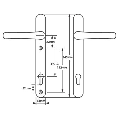 TSS Lever Lever UPVC Multipoint Door Handles - 92mm PZ Sprung 122mm Screw Centres - Long Backplate - Image 6