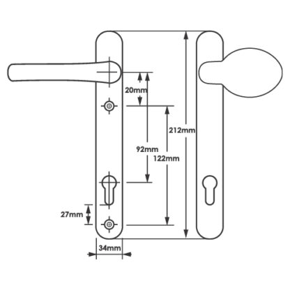 TSS Lever Moveable Pad UPVC Multipoint Door Handles - 92mm PZ Sprung 122mm Screw Centres - Image 6