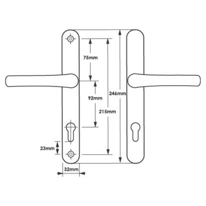 TSS Lever Lever UPVC Multipoint Door Handles -  92mm PZ Sprung 215mm Screw Centres - Image 2