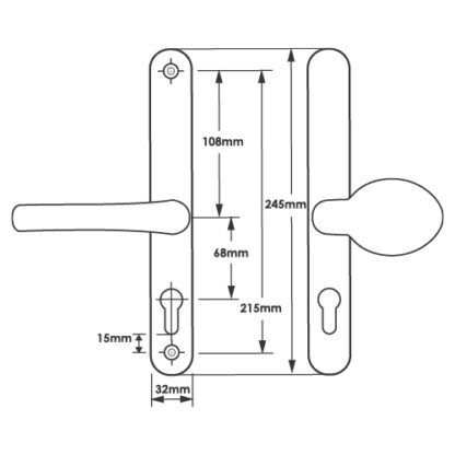 TSS Lever Moveable Pad UPVC Multipoint Door Handles - 68mm PZ Sprung 215mm Screw Centres - Image 2