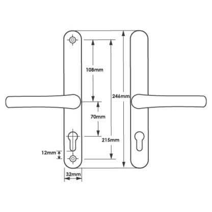TSS Lever Lever UPVC Multipoint Door Handles -  70mm PZ Sprung 215mm Screw Centres - Image 2