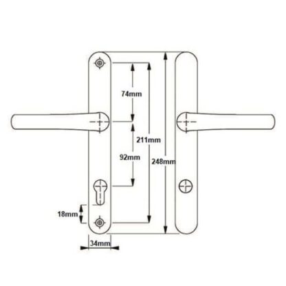 Brisant Secure Ultion TS007 2* Lever Lever UPVC Multipoint Door Handles - 92mm PZ Sprung 211mm Screw Centres - Image 2