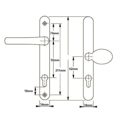 Brisant Secure Ultion TS007 2* Lever Pad UPVC Multipoint Door Handles - 92/62mm PZ Sprung 211mm Screw Centres - Image 2