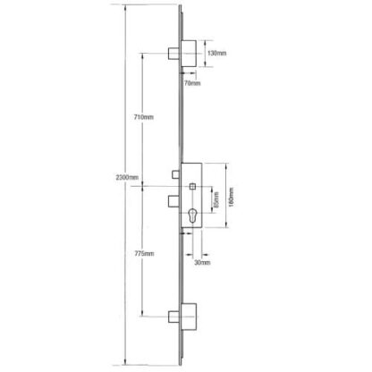 Ucem Latch 3 Deadbolts Key Wind Operated Multipoint Door Lock - Image 2
